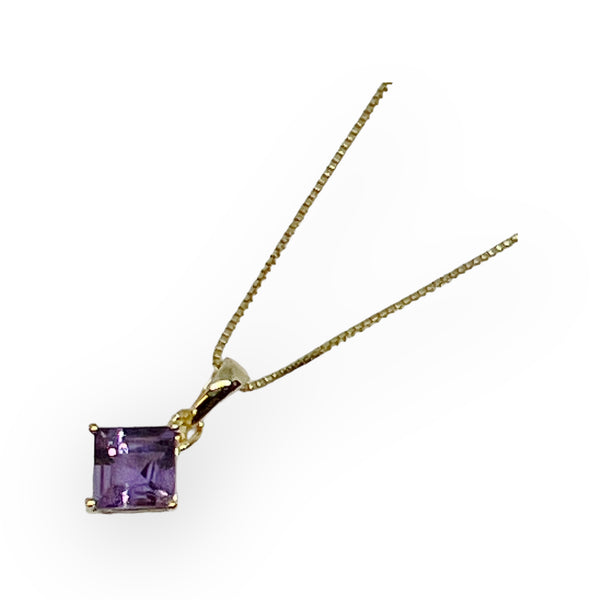 Faceted Amethyst Gold Vermeil Pendant With Gold Fill Necklace