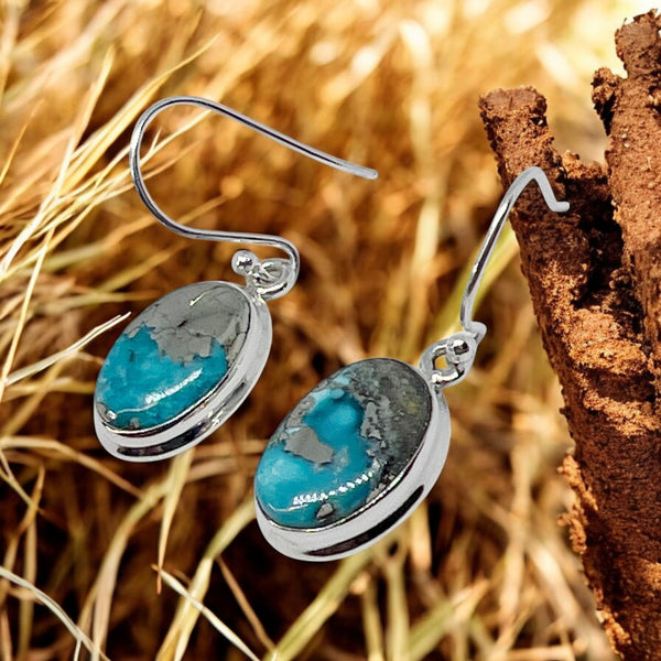 NIshapur Persian Turquoise Sterling Silver Earrings