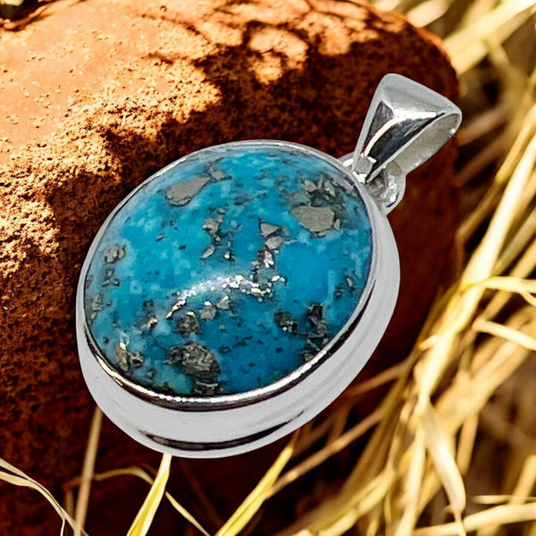 Nishapur Persian Turquoise Sterling Silver Pendant