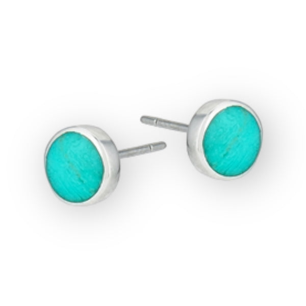 8mm Turquoise Sterling Silver Stud Earrings