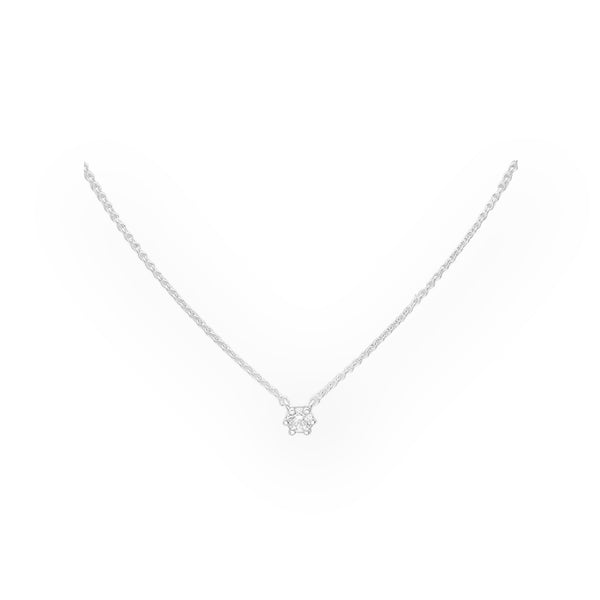 Simple Solitaire Cubic Zirconia Sterling Silver Necklace
