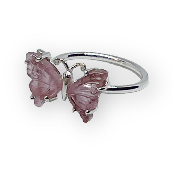 Gemstone Butterfly Sterling Silver Ring