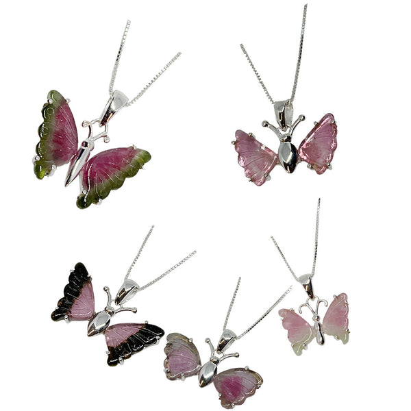 Gemstone Butterfly Sterling Silver Necklace
