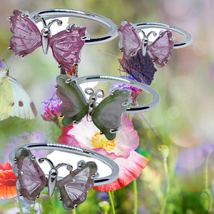 Gemstone Butterfly Sterling Silver Ring