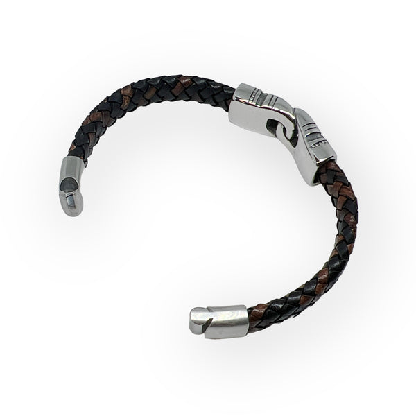 Stainless Steel Leather Braid Bond Bracelet