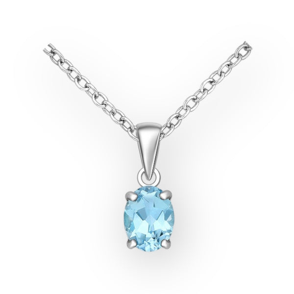 Gemstone Solitaire Sterling Silver Necklace