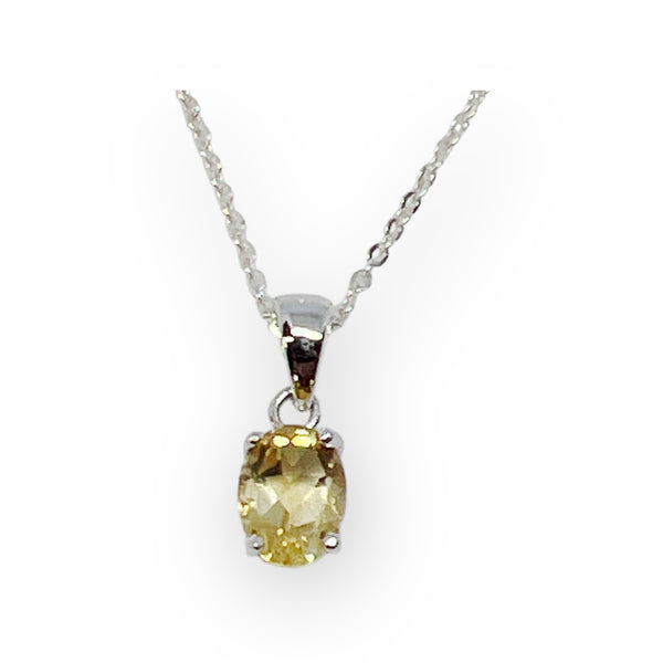Gemstone Solitaire Sterling Silver Necklace