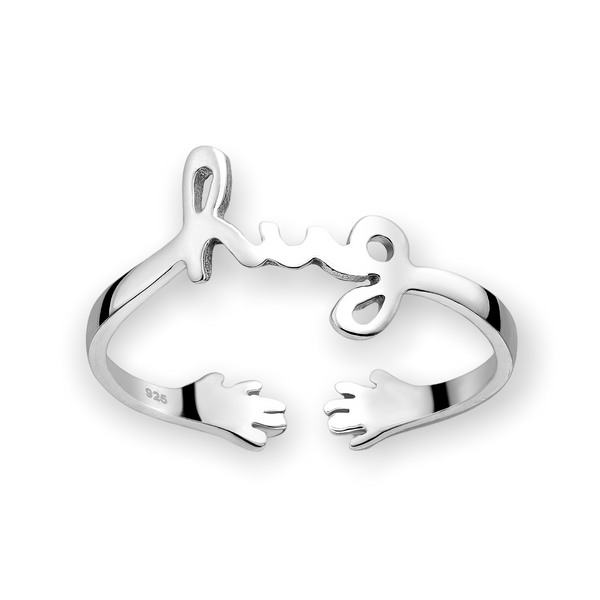 Hug Sterling Silver Adjustable Cuff Ring