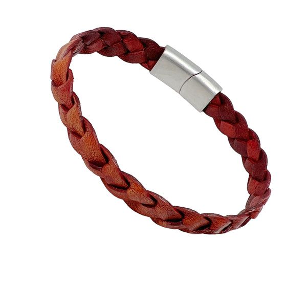 Flat Cut Braided Leather Bracelet