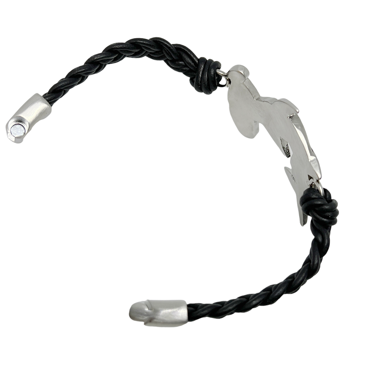 Hammerhead Shark Braided Leather Bracelet – Simple Natural Design