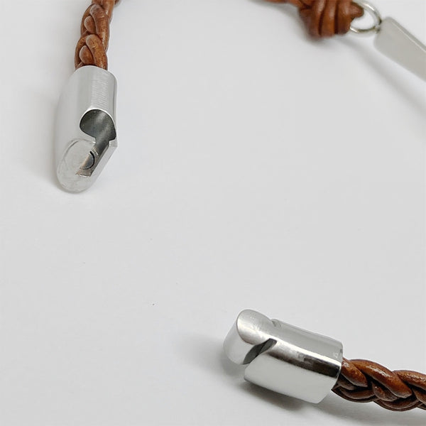Ankh Cross Stainless Steel Leather Bracelet