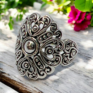 Centered Wide Band Sterling Silver Ring