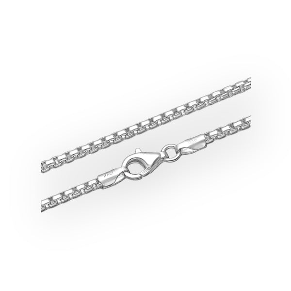 Italian Sterling Silver Venetian Box Link Necklace Chain