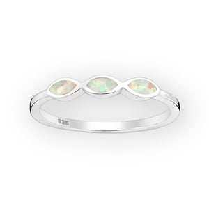 Triple Opal Sterling Silver Ring