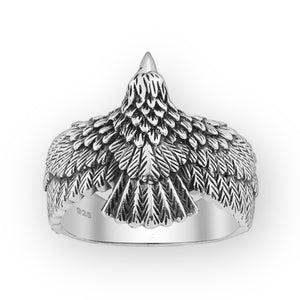 The Majestic Guardian | Hand-Textured Eagle Wing Statement Ring