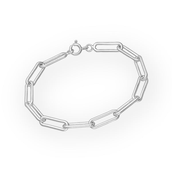 Paperclip Chain Sterling Silver Bracelet