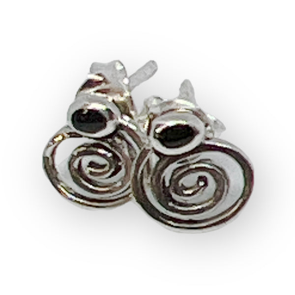 Playful Black Onyx Swirl Sterling Silver Earrings
