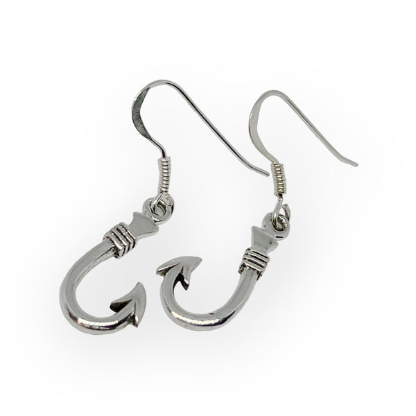 Gone Fishing Fishhook Sterling Silver Earrings