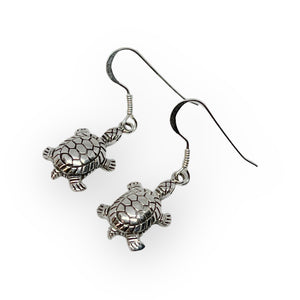 Happy Turtle Sterling Silver Dangle Earrings
