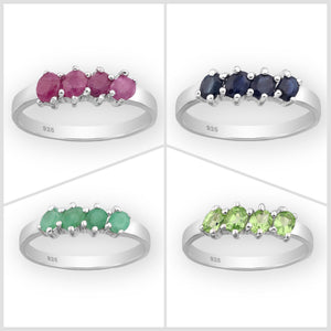 Hand Cut Gemstone Sterling Silver Ring