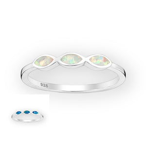 Triple Opal Sterling Silver Ring