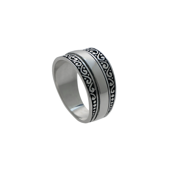Swirl Wide Band Sterling Silver Ring
