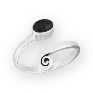 Adjustable Black Onyx Sterling Silver Ring