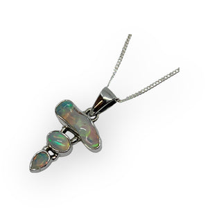 Abstract Ethiopian Opal Sterling Silver Pendant Necklace