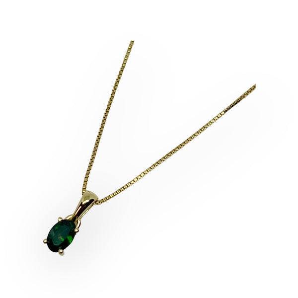 Australian Black Opal 18K Gold Vermeil Pendant With Gold Filled Necklace
