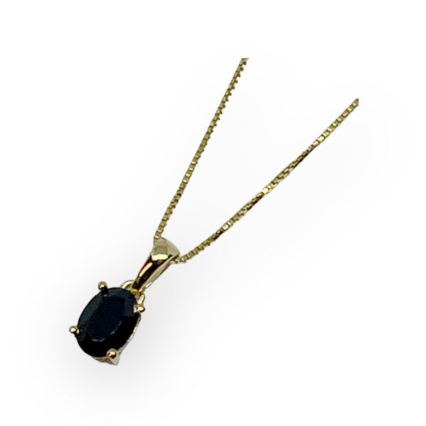 Black Spinel Gold Vermeil Pendant With Gold Fill Necklace