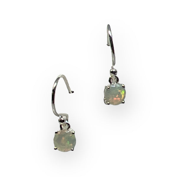 Faceted Round Ethiopian Opal Sterling Silver Earrings