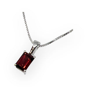 Faceted Garnet Sterling Silver Pendant Necklace