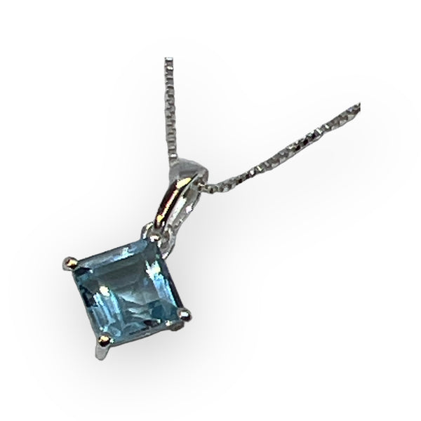 Blue Topaz Sterling Silver Pendant Necklace