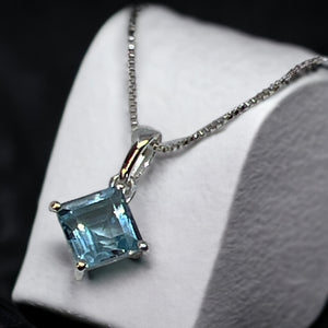 Blue Topaz Sterling Silver Pendant Necklace