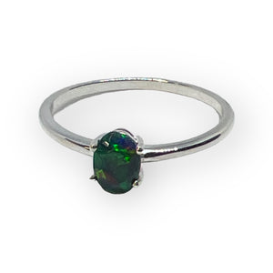Australian Black Opal Sterling Silver Ring
