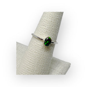 Australian Black Opal Sterling Silver Ring