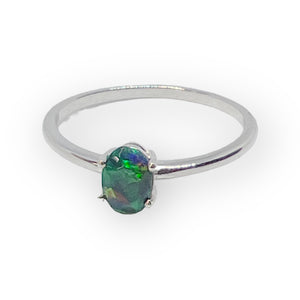 Australian Black Opal Sterling Silver Ring