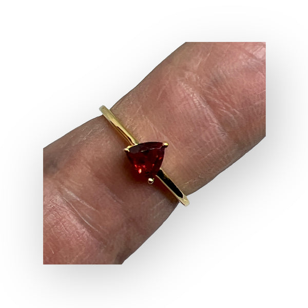 Gold Vermeil Trillion Garnet Ring