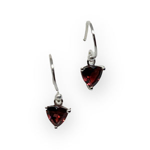 Trillion Faceted Garnet Sterling Silver Earrings
