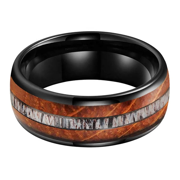 Tungsten Carbide Oak and Antler Ring