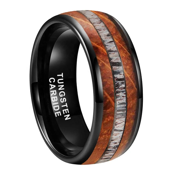 Tungsten Carbide Oak and Antler Ring