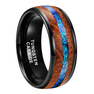 Tungsten Carbide Oak and Opal Ring
