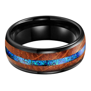 Tungsten Carbide Oak and Opal Ring