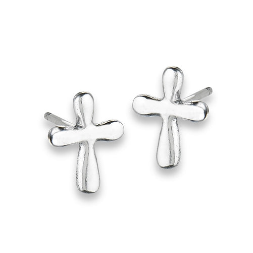 Sterling Silver 3d Cross  Stud Earrings