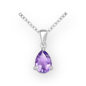 Amethyst Solitaire Sterling Silver Necklace
