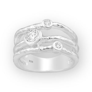 Stardust" Triple-Path Ring
Organic Textured 925 Silver Multi-Band Statement Ring