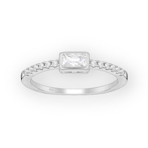 Octo Facet Cz Sterling Silver Ring