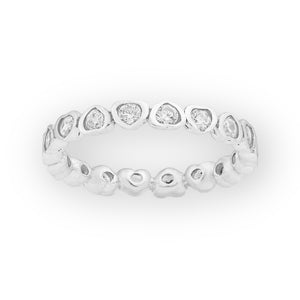Cubic Zirconia Floating Hearts Sterling Silver Ring