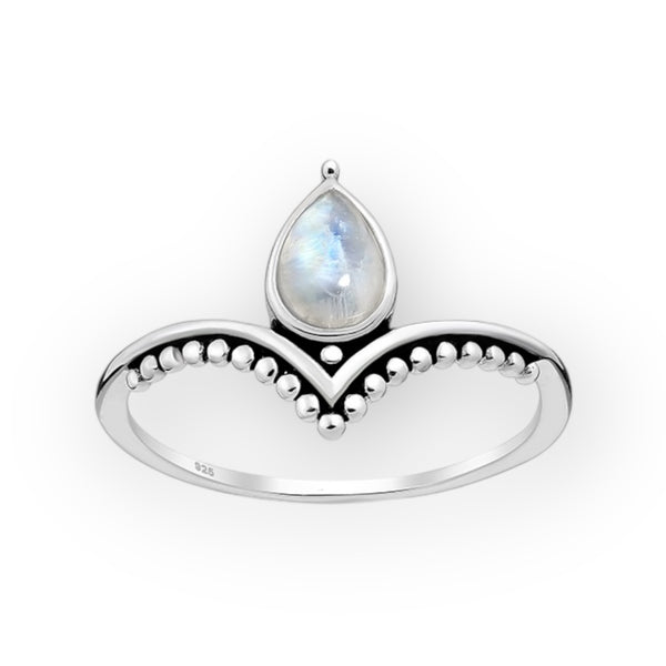 Chevron Moonstone Sterling Silver Ring