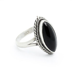 Black Onyx Marquise Sterling Silver Ring